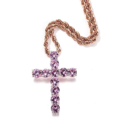 Large Cross Zircon Tennis Necklace