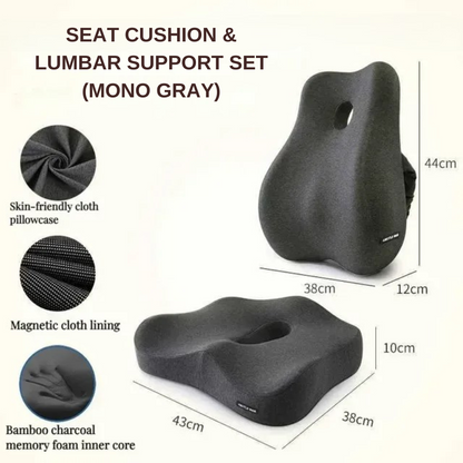 Memory Foam Office Chair Seat & Lumbar Support Cushion