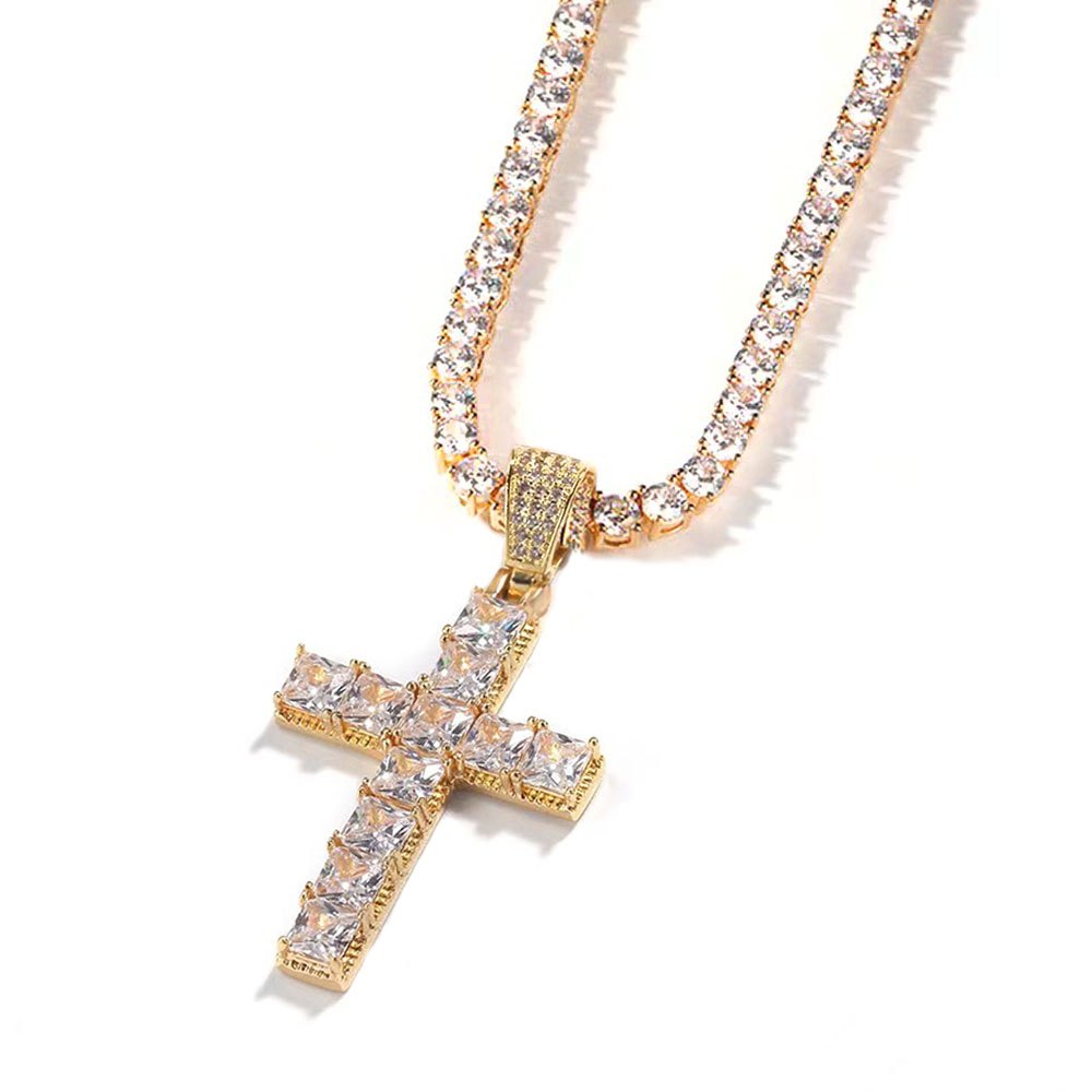 Cross Square Zircon Tennis Necklace