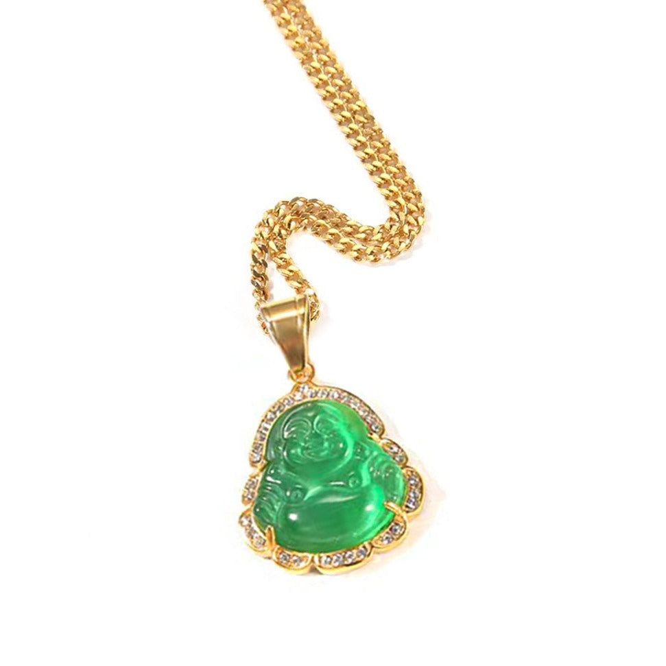 Jade Buddha Zircon Necklace