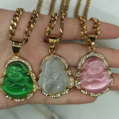 Jade Buddha Zircon Necklace