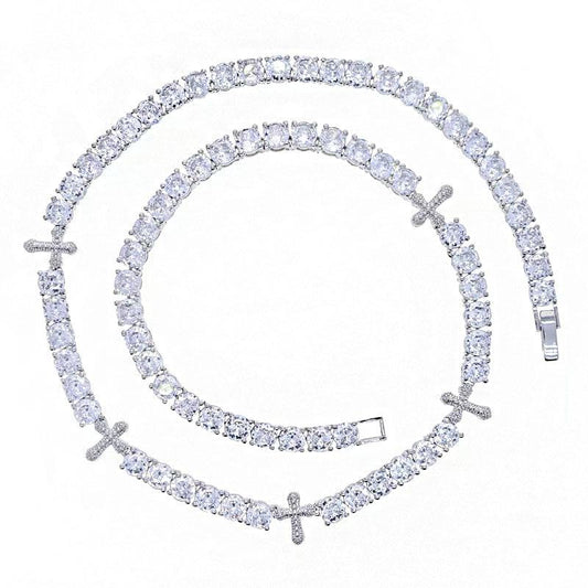 5MM Cross Tennis Zircon Necklace