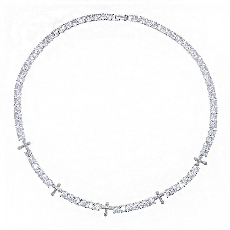 5MM Cross Tennis Zircon Necklace