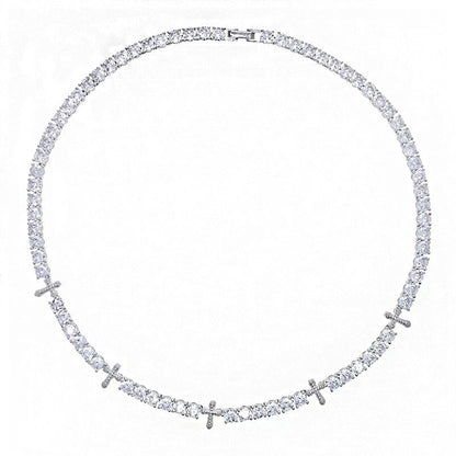 5MM Cross Tennis Zircon Necklace