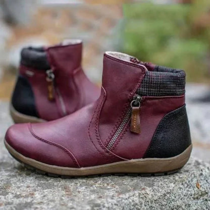 Women's Waterproof Zipper Ankle-Support Boots