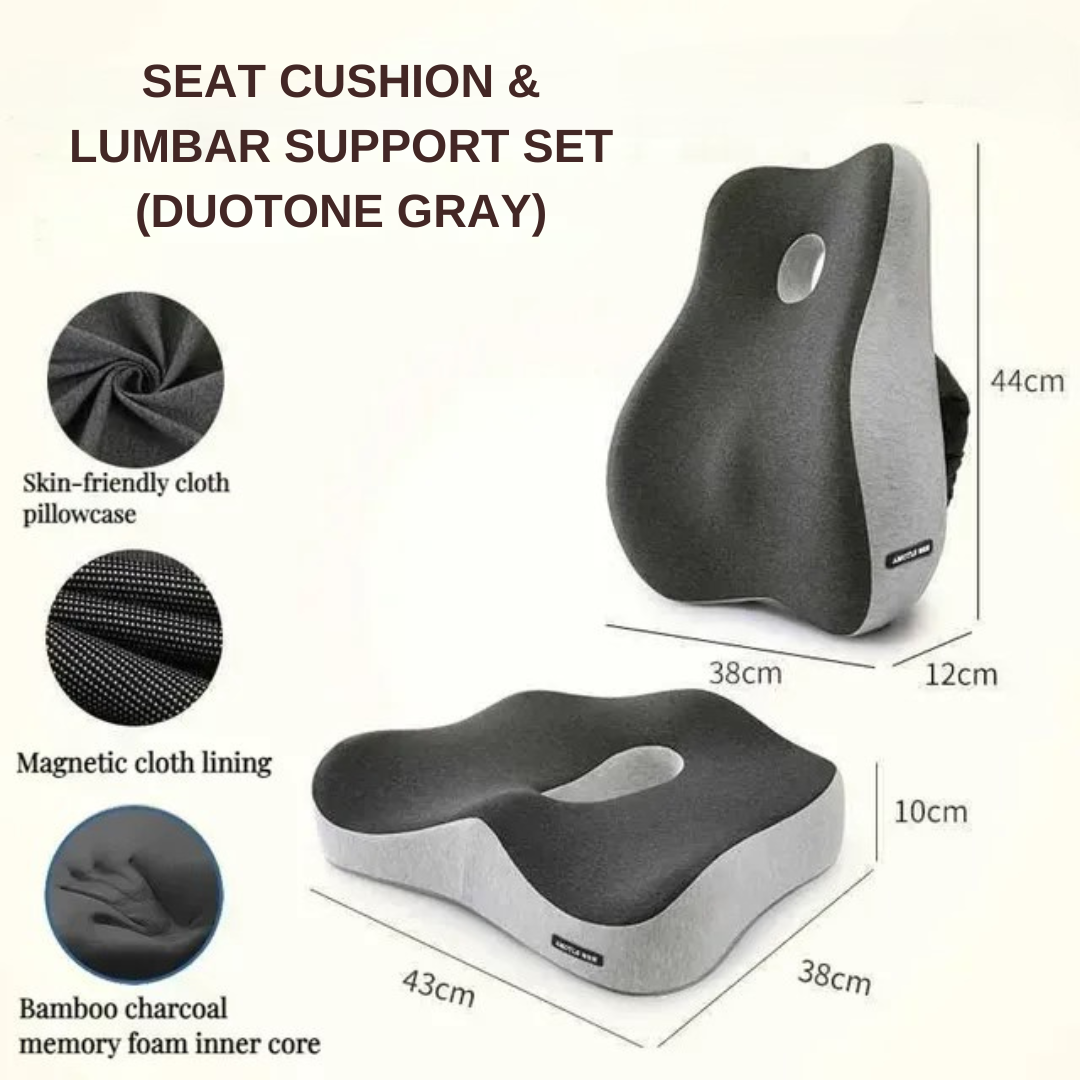 Memory Foam Office Chair Seat & Lumbar Support Cushion