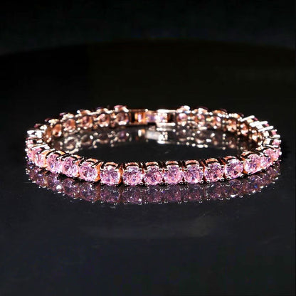 Rich Zircon 4MM Tennis Bracelet Pink