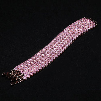 Rich Zircon 4MM Tennis Bracelet Pink