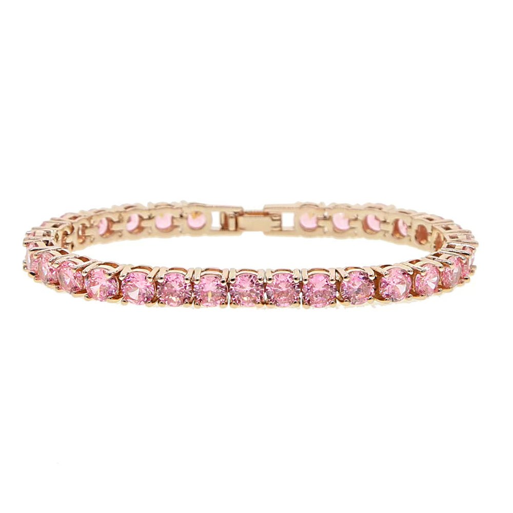 Rich Zircon 4MM Tennis Bracelet Pink