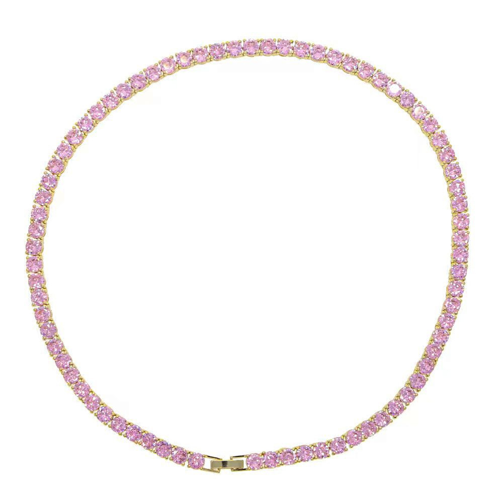 Pink Zircon Tennis Necklace 5MM