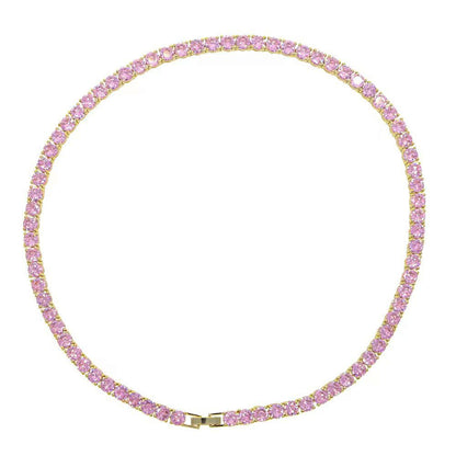 Pink Zircon Tennis Necklace 5MM