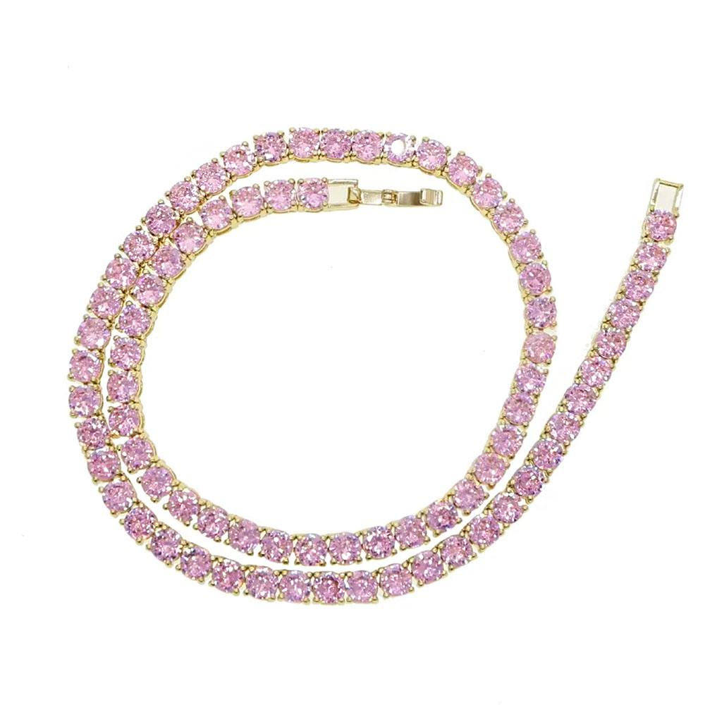 Pink Zircon Tennis Necklace 5MM