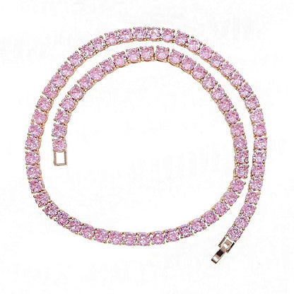 Pink Zircon Tennis Necklace 5MM