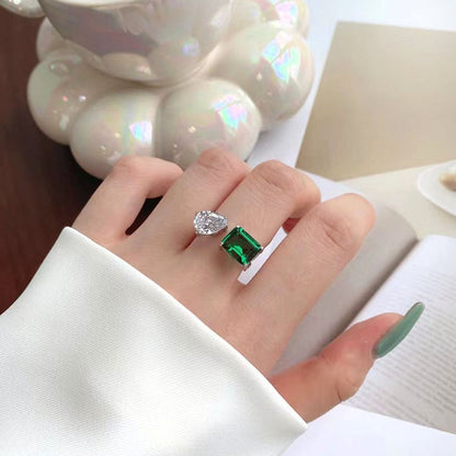 Emerald Pear Sterling Silver Ring