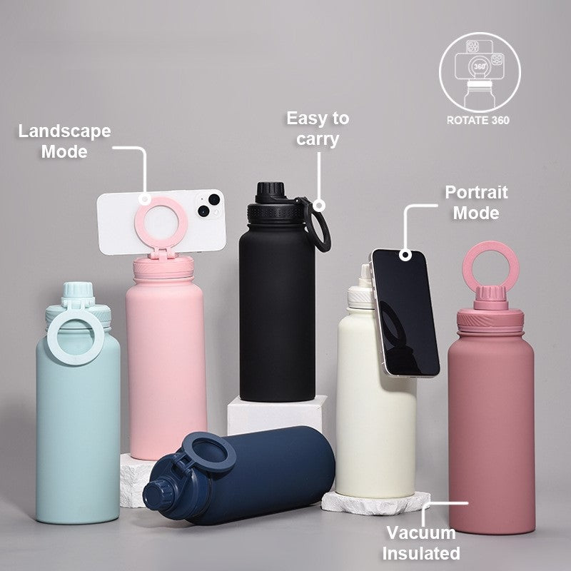 Insulated Bottle with Magnetic Phone Holder