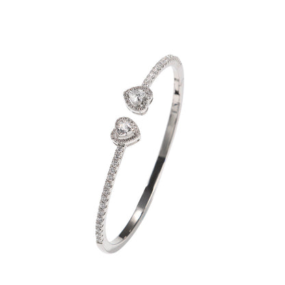 Heart Zircon Bangle Bracelet