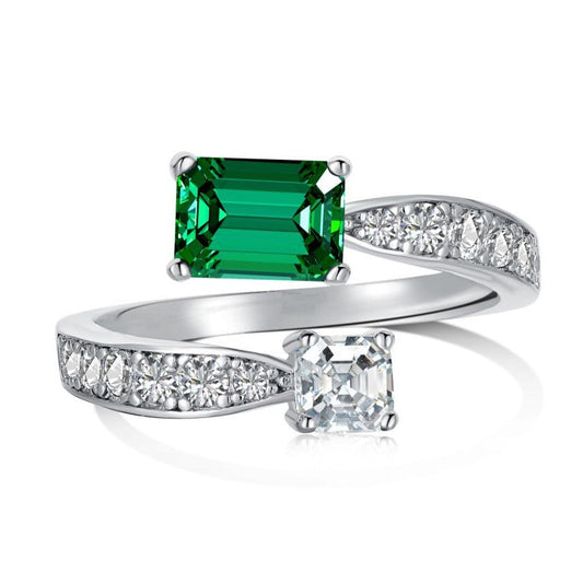 Emerald Solitaire Sterling Silver Ring