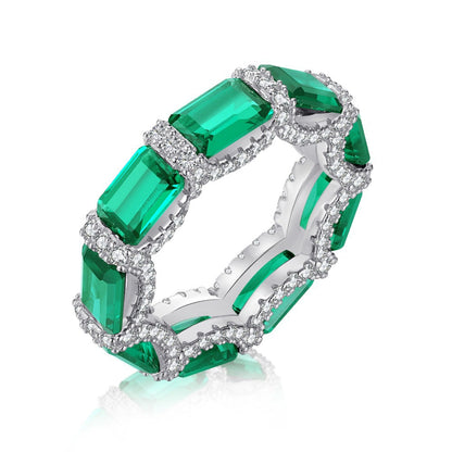 Emerald Band Sterling Silver Ring