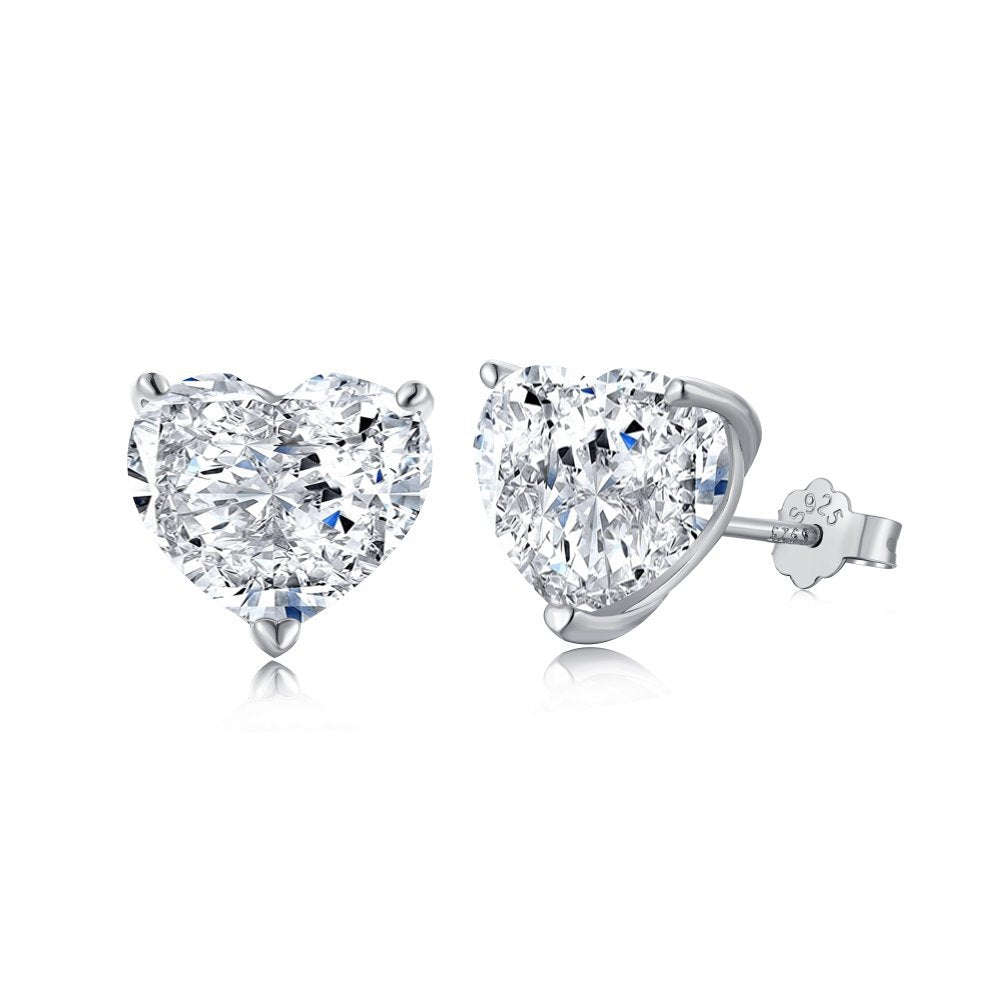 5CT Heart Zircon Sterling Silver Earrings