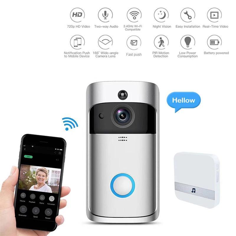 Wireless Doorbell Camera - Doorbell Video Camera - Video Intercom WiFi Doorbell Camera - Smart Video Doorbell Alarm