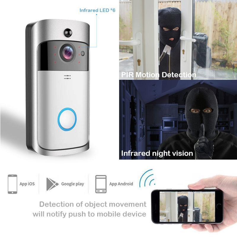 Wireless Doorbell Camera - Doorbell Video Camera - Video Intercom WiFi Doorbell Camera - Smart Video Doorbell Alarm