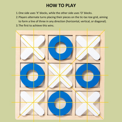 Montessori Wooden Tic-Tac-Toe Game for Kids