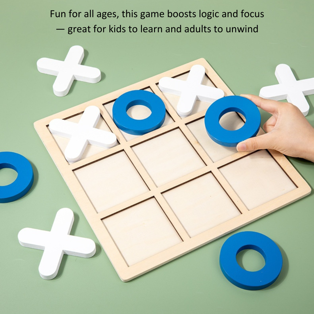 Montessori Wooden Tic-Tac-Toe Game for Kids