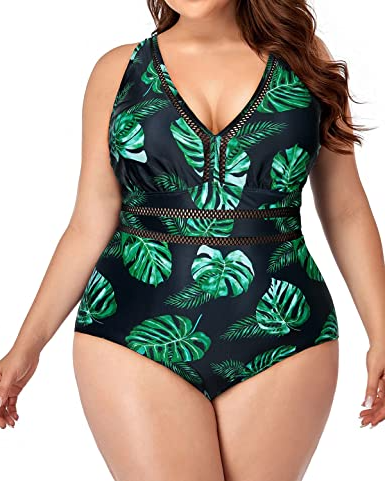 V Neck Swimsuit for Women - Plus Size Bathing Suit