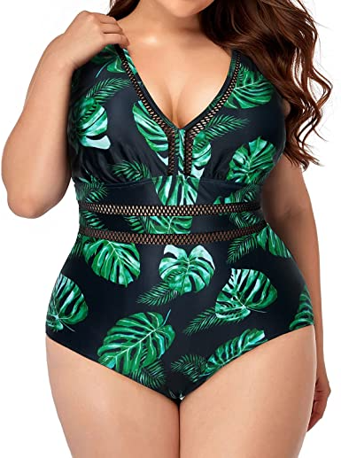 V Neck Swimsuit for Women - Plus Size Bathing Suit