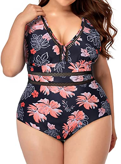 V Neck Swimsuit for Women - Plus Size Bathing Suit