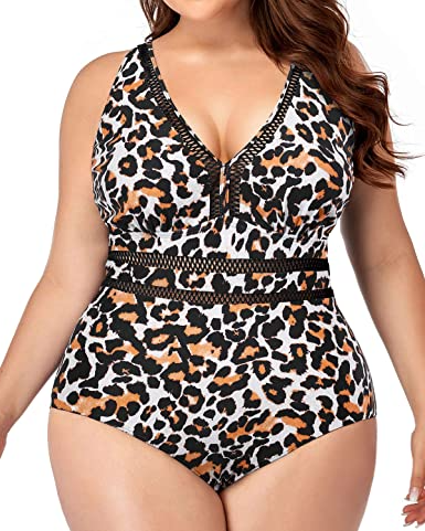 V Neck Swimsuit for Women - Plus Size Bathing Suit