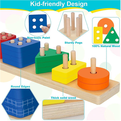 Montessori Sensory Wooden Stacking Set